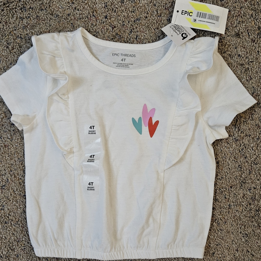 Epic Threads White Kids Shirt with Heart Design